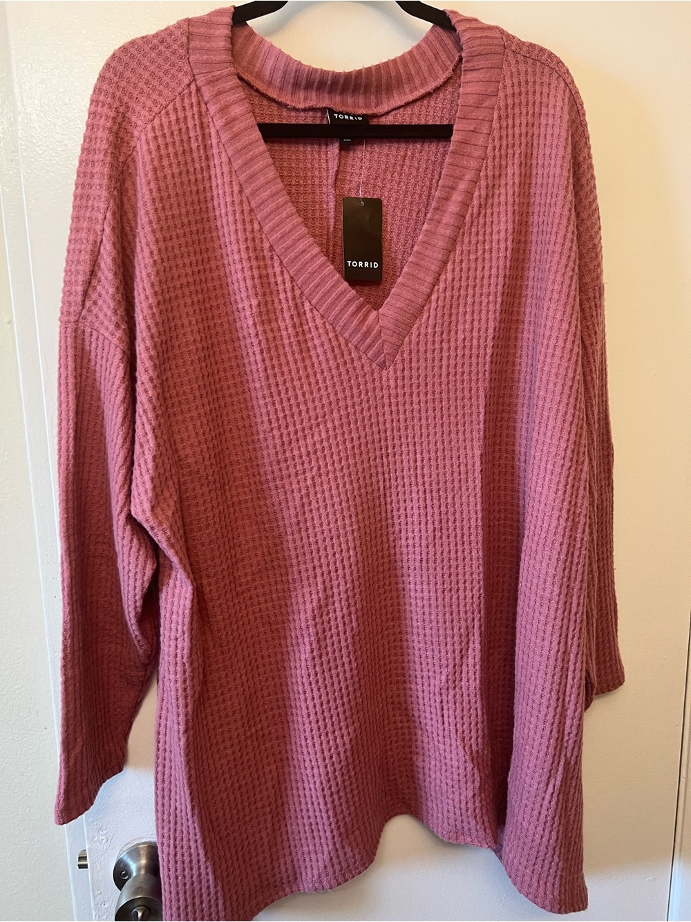 torrid Mauve Waffle-Knit V-Neck Sweater